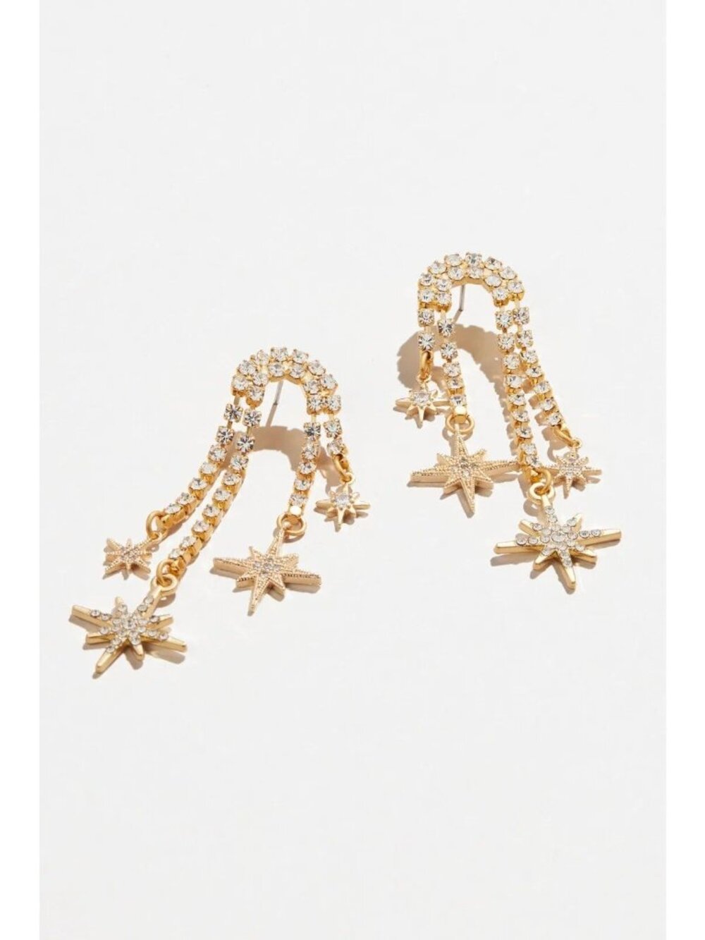 Elizabeth Cole Starlyn Earrings in Gold Womens Drop Dangle Rhinestones Crystals